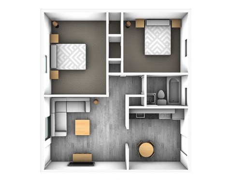 2 Bedroom 1 Bath Floor Plan at The Junction, Memphis, TN